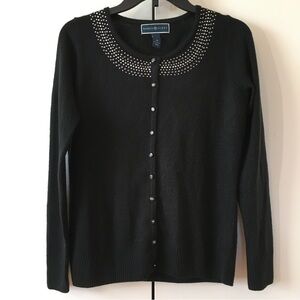 Karen Scott luxsoft button Up Black cardigan